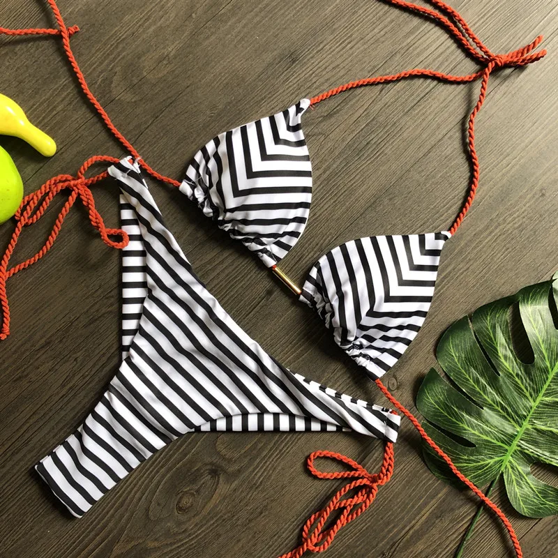 10 Colors Wrinkle Bikini Sexy Bathing Suit for Women Thong Swimsuit Beachwear Halter Brazilian Bikini Push Up Swimwear Women