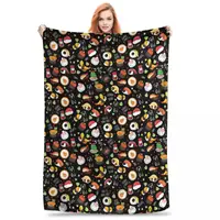 Japanese Guinea Pig Sushi - Black Background Blanket Fleece Super Soft Throw Blankets Sofa Throw Blanket Throws Bedspread Quilt 1