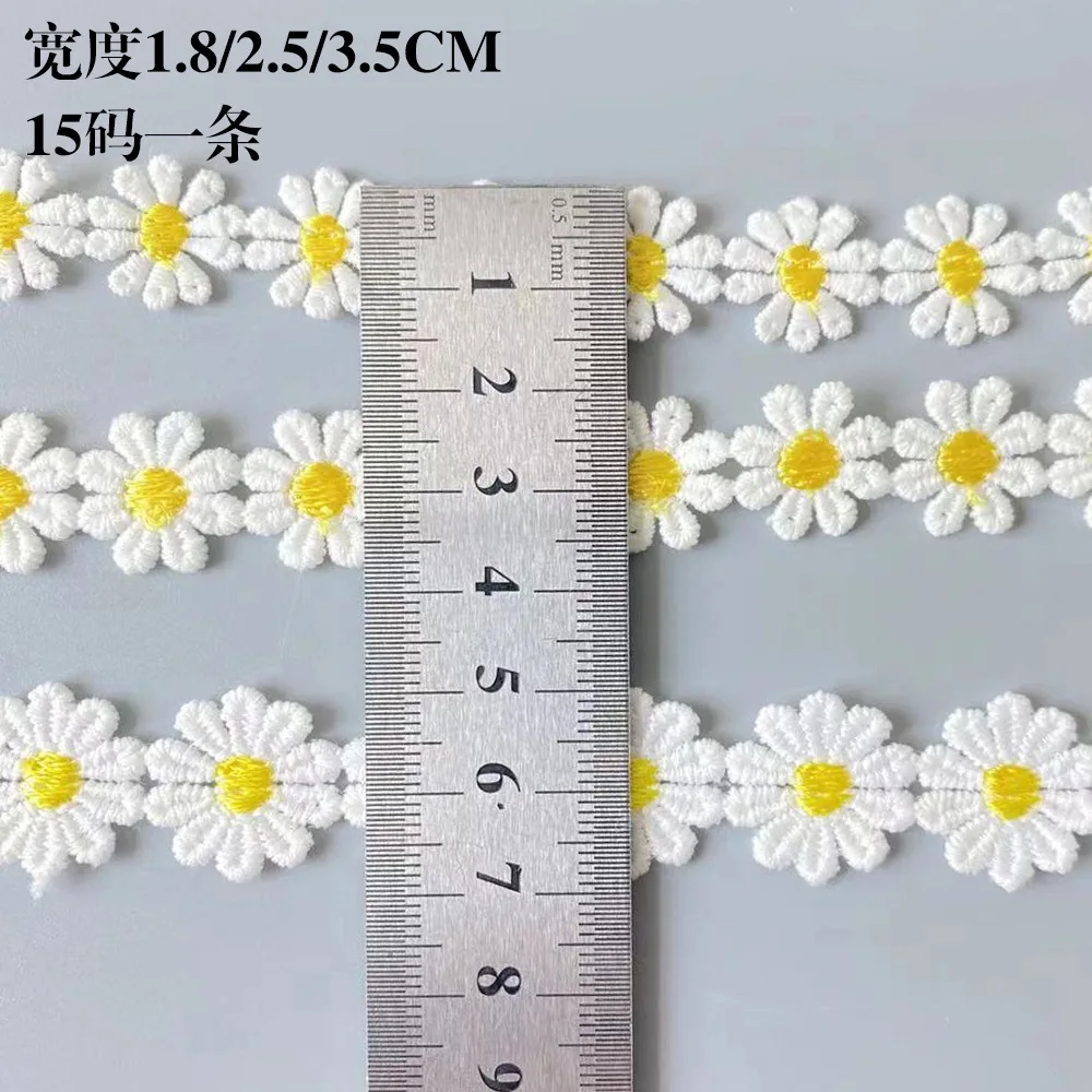 3/5 Yards Sunflower Daisy Embroidery Lace Clothing Accessories Water Soluble Lace Home Textile Fabric Bedding DIY