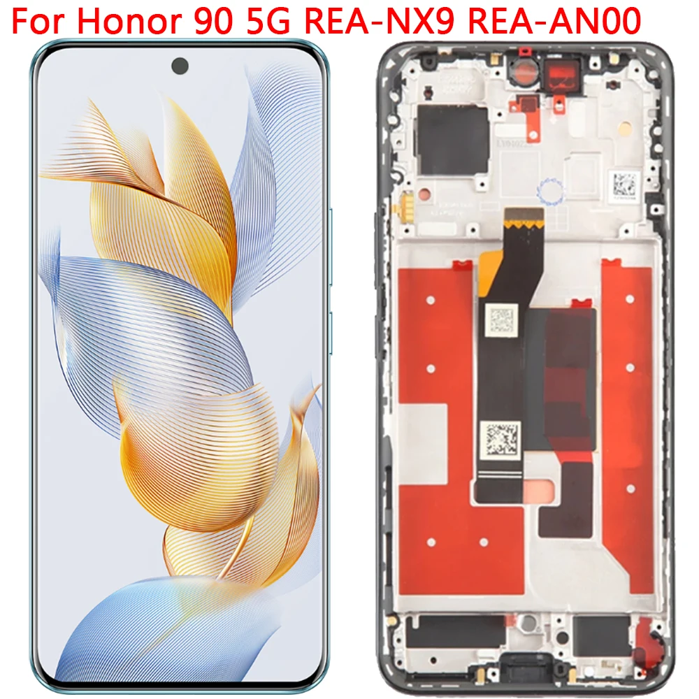 

New Original For Honor 90 5G Display LCD Touch Screen AMOLED With Frame 6.7" Honor 90 REA-NX9 REA-AN00 LCD Screen Assembly Parts