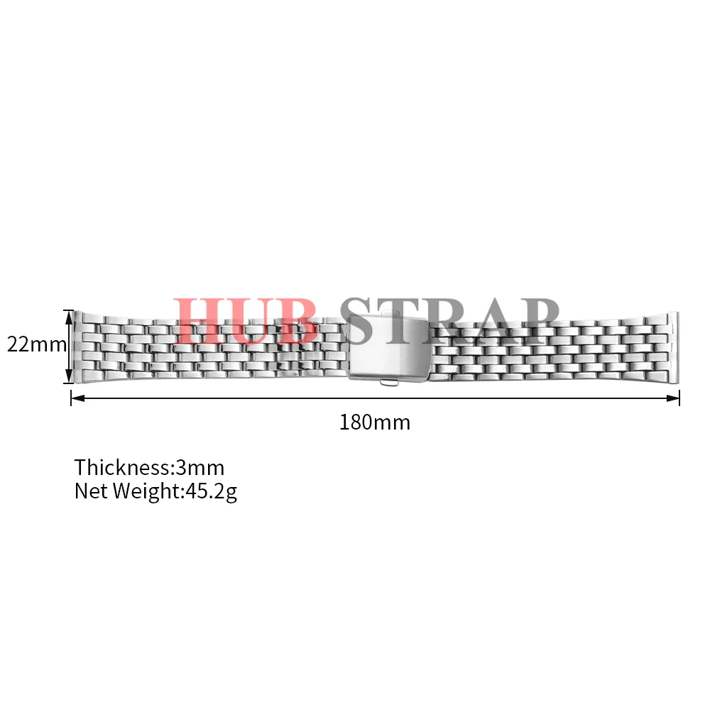 Stainless Steel Universal Watch Band with Folding Safety Buckle Bracelet Strap