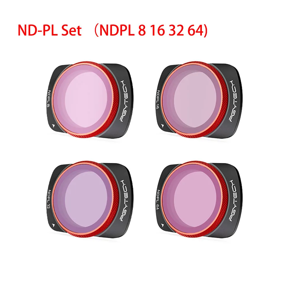 PGYTECH Magnetic CPL VND 2-5 6-9 Stops ND/PL Filter Kit For DJI Osmo Pocket 3 Camera-4-Pack Optical Glass Action Camera Filters
