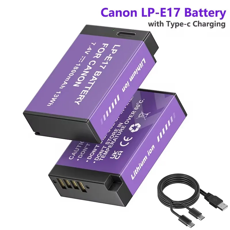Rechargeable Battery Camera Battery PALO LP E17 LP-E17 Battery with Type-C Input for canon sl2 sl3 RP 200 250D M3 M5 M6 750D 760D T6i T6s 800D 8000D 77D Kiss X8i