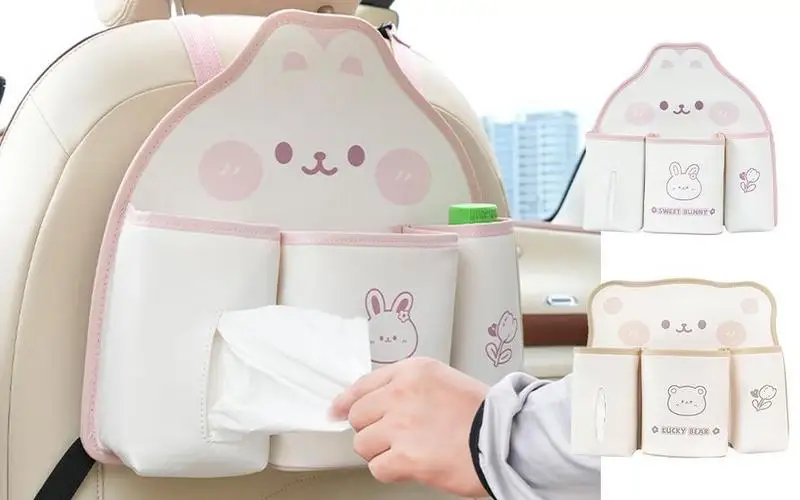 

Car Seat Back Organizer Multifunction Adjustable Backseat Card Cup Phone Holder Storage Bag With Pockets Auto Interior Accessory