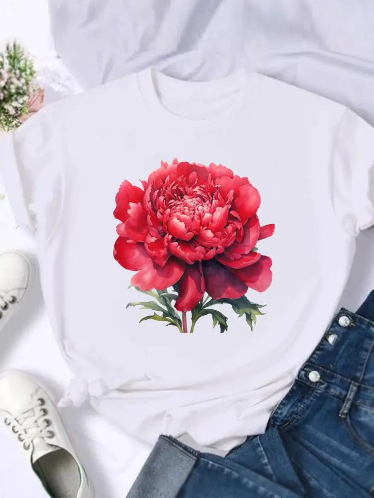 

Watercolor Flower Style Lovely 90s Cartoon Shirt Graphic Tee Fashion Female Print T Top Women Clothing Short Sleeve T-shirts