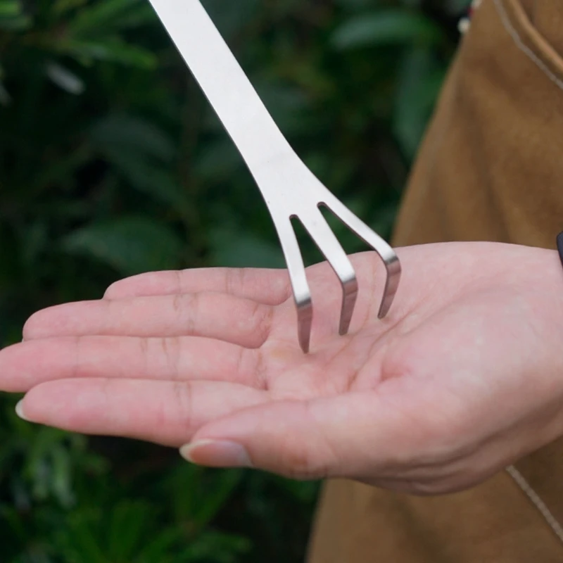 77JA 1/2Pcs Stainless Steel Bonsai Rakes 3 Prong Root Rakes with Spatula Gardening Tool for Indoor and Outdoor Plant Care