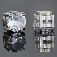 1 Pairs Round Stainless Steel Zircon Earring Earring For Man Woman Hippop Fashion Magnet Earrings Non Piercing Jewelry Wholesale 1