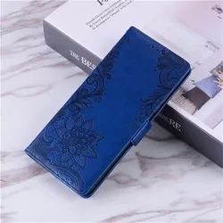 Luxurious Embossed Leather Flip Wallet Phone Case with Bracket Cover for A52 4G 5G (Dark blue)