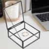 Golden Alloy Frame Glass Jewelry Box Luxury Perfume ganizer Storage Container Trinket Case Home Storage ganization 4