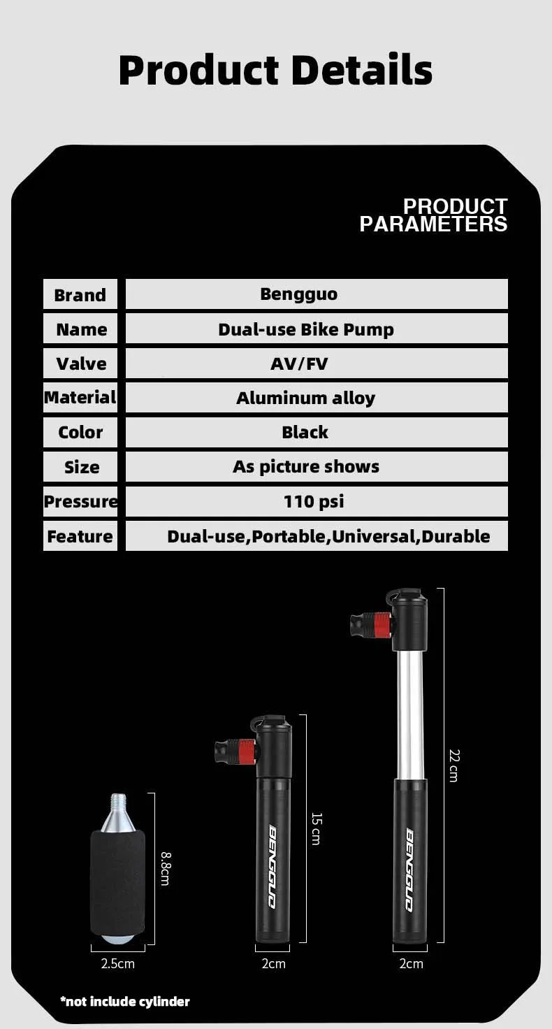Description Picture 3 of itemDual-use CO2 Bicycle Pump Portable Aluminum Alloy Hand Tire Inflator High Pressure Road Bicycle Air Inflator Bike Accessories
