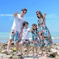 Family Matching Outfits Summer Beach Mother Daughter  Dresses Dad Son T-shirt & Shorts Family Look Couple Matching Outfit 1