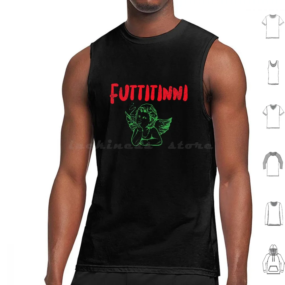 Futtitinni , Relax & Enjoy Life Canotte Stampa Cotone Pizza Siciliano Uomo Siciliano Donna Siciliana Italia Italiana