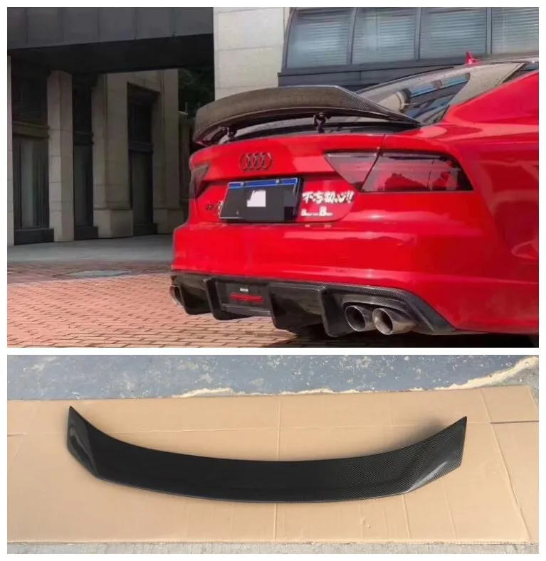 

High Quality Carbon Fiber Rear Trunk Lip Spoiler Splitter Wing Fits For Audi A7 S7 2012-2019