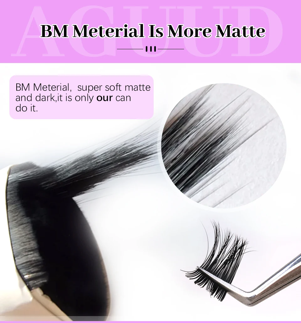 AGUUD 5 Trays/Lot NEU Super Mattschwarze Einzelwimpernverlängerung Premium Faux Mink Natürliche Weiche Mega-Volumen Klassische Wimpern – Detail 4