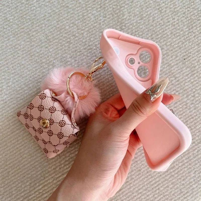 Adorable Pink Plush Bluetooth Earphone Pouch Phone Case Cover