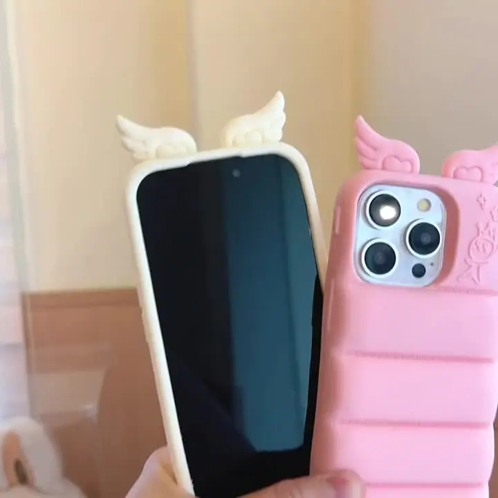3D Cute Carton Angel wings Soft Silicone Phone Case Back Cover
