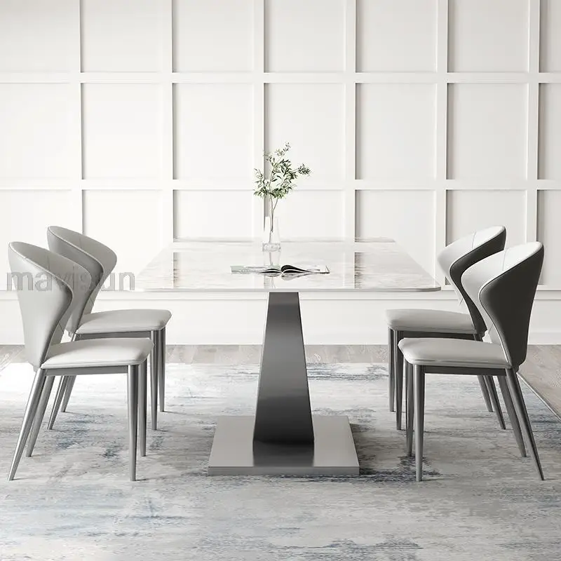 Dining Table Chair Combination Sintered Stone Dining Table Italian Minimalist Slate Dining Table Size Apartment Light Luxury Modern High-end Rectangular Creative Designer Kitchen Table