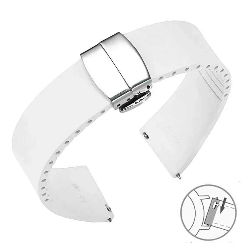 Premium FKM Rubber Quick Release Watch Band with Butterfly Buckle
