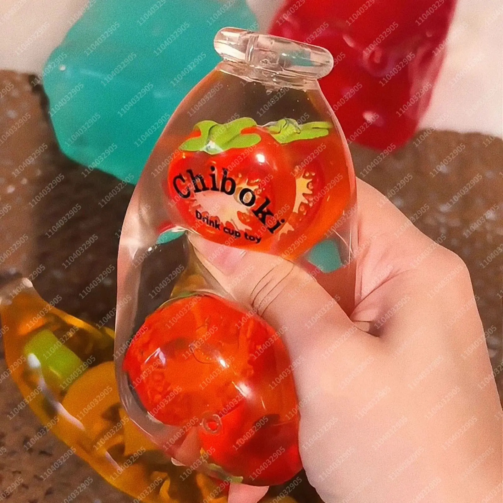 Fruit Hard Candy Glass Bottle Stress Ball Transparent Bottle Fidget Toys Milk Drink Squishy ASMR Sensory Anti Stress for Adults