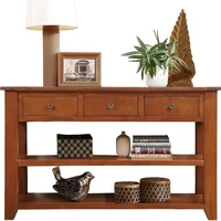 Solid Wood Console Table Entryway Table with Storage Drawers and Bottom Shelf Sofa Table for Storage Entry Hallway, 1