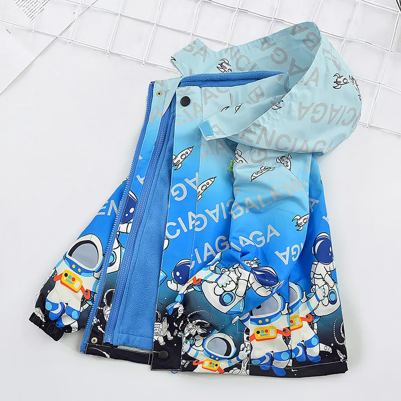 Children Hiking Jackets Zipper Baseball Uniform Windbreaker Hooded Coat New Teenager Outdoor Warm Outerwear Sports Clothing