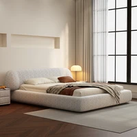 Mariage lits confortables esthétique Double rangement européen lits modernes crème concepteur minimaliste bois Cama Casal meubles 5