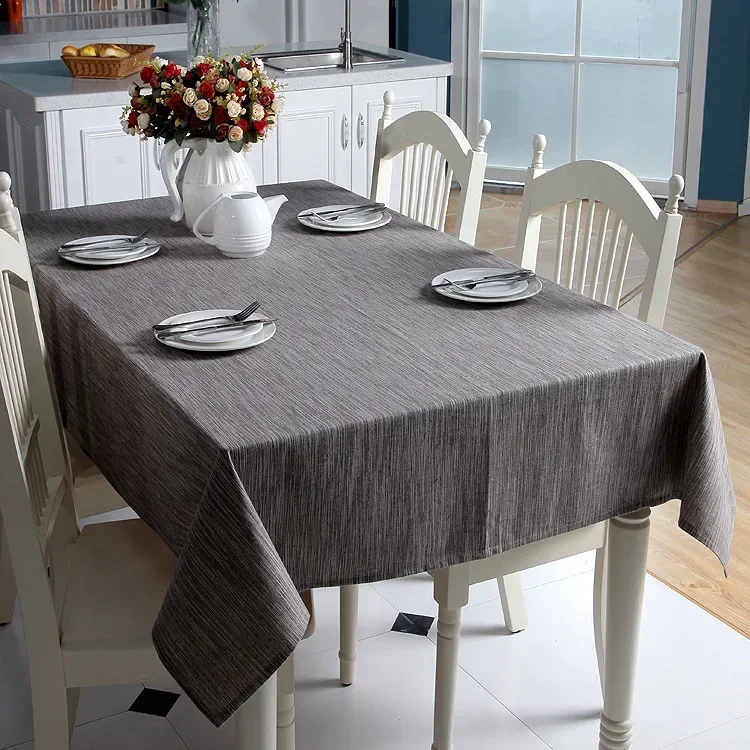 

Simple Yarn-dyed Cotton Linen Plain Solid Geometric Rectangular Tablecloth Tea Table Tablecloth Cover