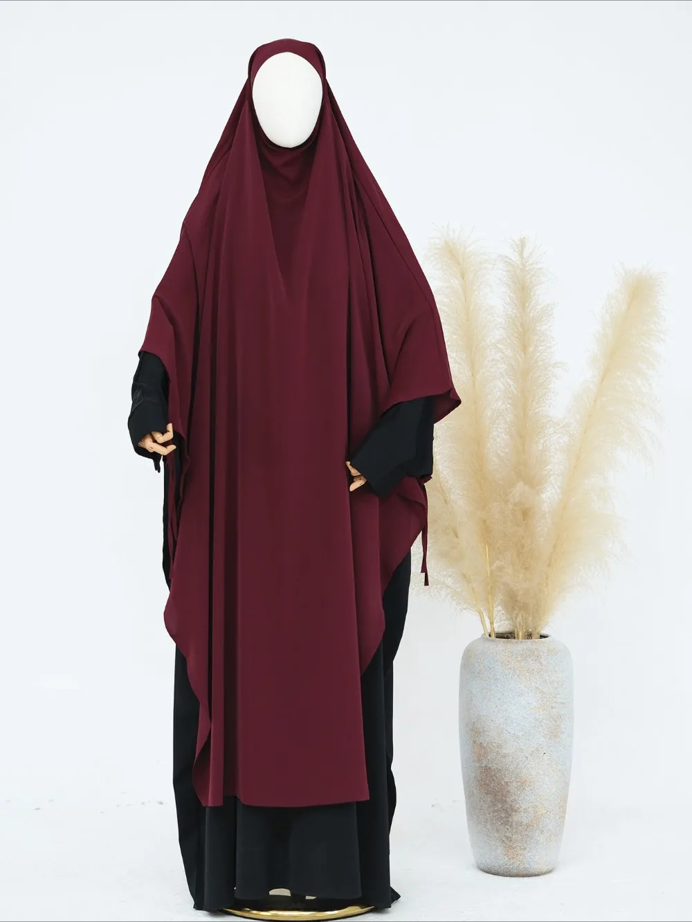 Eid Muslim Women Khimar Hijab Islamic Dubai Solid Color Scarves Turban Arab Ladies Praying Headdress Ramadan Long Headscarf
