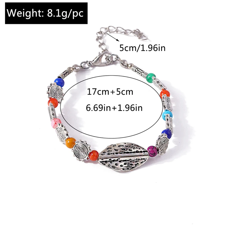 Böhmische bunte türkisfarbene Armbänder für Frauen, handgefertigte Steinperlen, Armreifen, Mädchen, Party, Urlaub, Schmuck, Geschenke – Detail 16