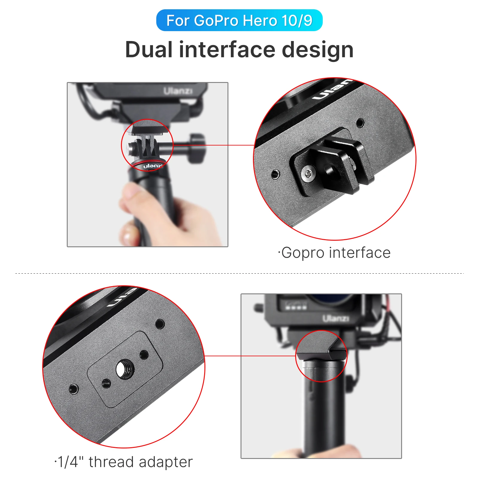 Ulanzi-goproヒーローメタルケージフレームケース、マイクフィル