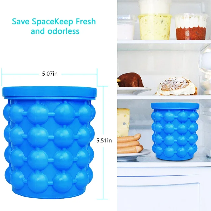 1pc-Silicone Ice Cube Maker Portable Bucket Wine Ice Cooler Beer Cabinet Space Saving Kitchen Tools Drinking Whiskey Freeze ice cube mold