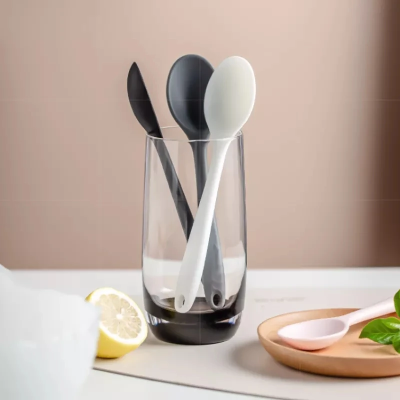 Colored Silicone Spoon Heat-resistant Not Sticky Hangable Bendable Spoon Easy To Clean Non-stick Rice Spoons Kitchen Tableware