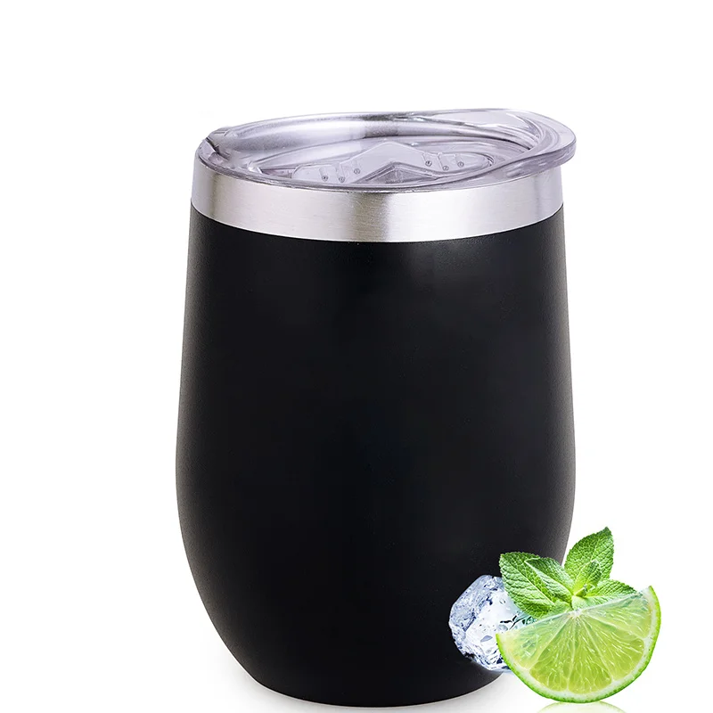 Insulated Stainless Steel Stemless Wine Tumblers with Lids, 12 Oz - Versatile Cups