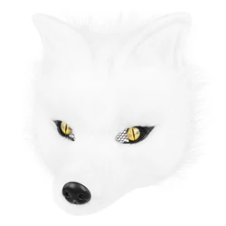 Half - Face Wolf Mask - Animal Werewolf Costume for Halloween Party & Cosplay (White)