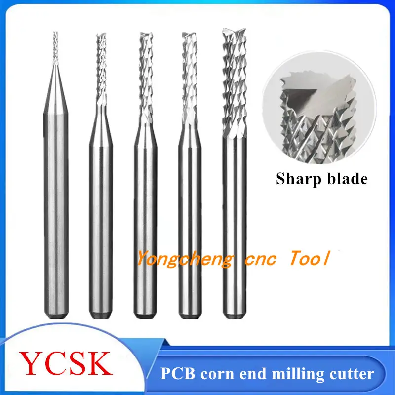 10pcs PCB Corn End Milling Cutter 0.5-3.175mm, 3.175mm (1/8) Shank Hard Alloy PCB Milling Cutter CNC Cutting Milling Cutter image 1