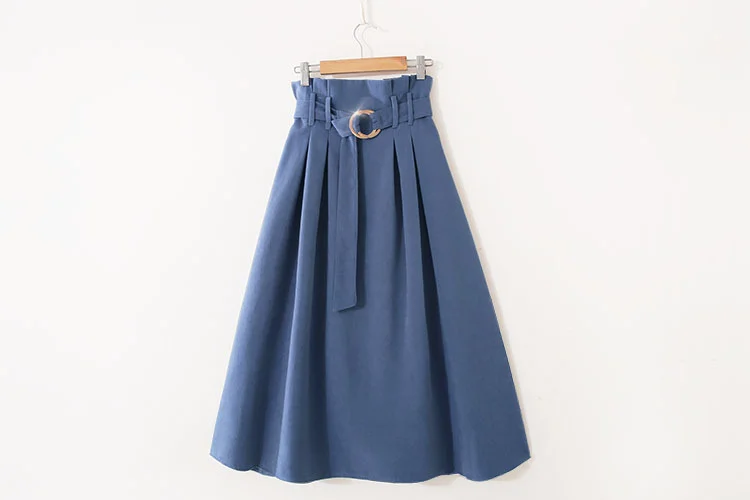 black skirt PEONFLY  Elegant Midi Long Skirts Women 2019 Autumn Winter Korean Suede Velvet Skirt Female A-line High Waist Pleated Blue Skirt tennis skirt outfits