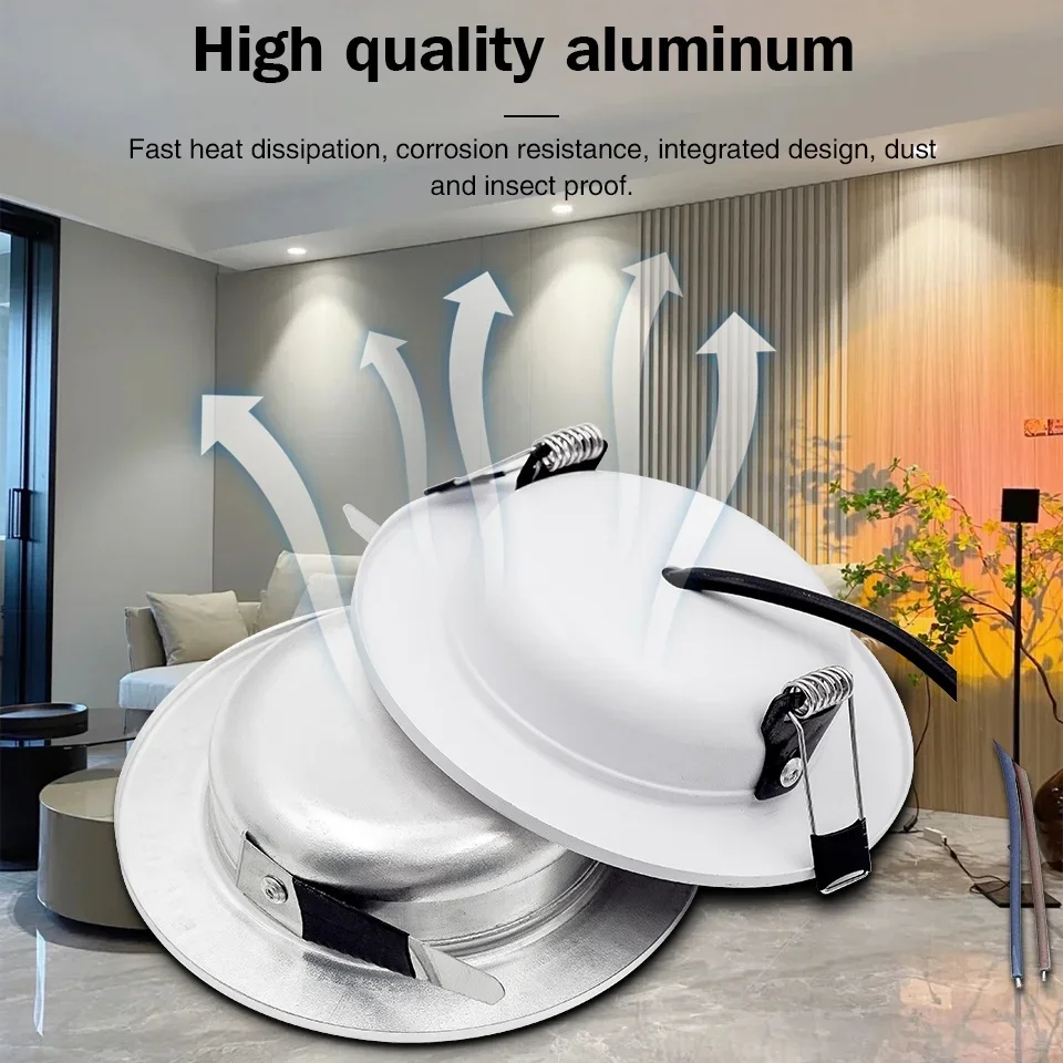 6pcs LED Downlight 110V 220V DC12V 24V 5W-18W Ceiling Light Recessed Round Panel Light Spotlight Indoor Lighting