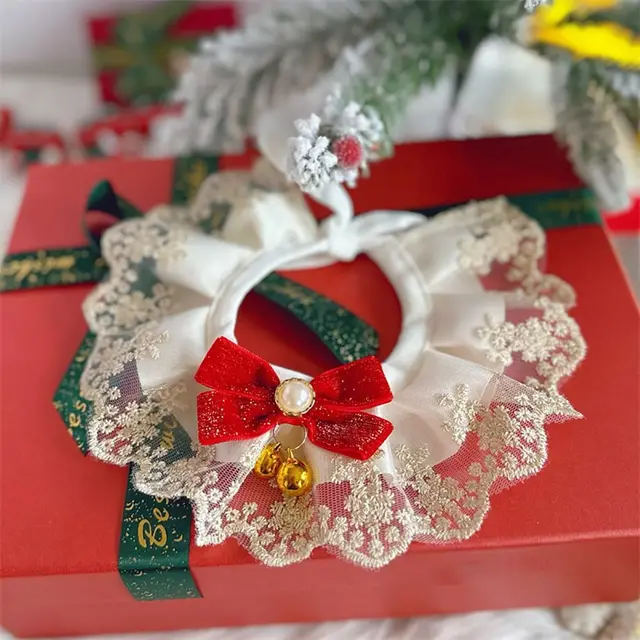 Cute Organza Lace Bowknot Cat Collar Pet Ornament Scarf Accessories Pet Saliva Towel Cat Dog Decor Pet Neck Strap Cat Dog 5