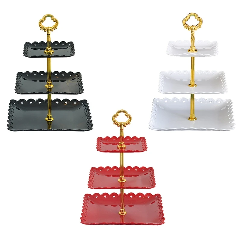 Cake Stand European Three-layer Wedding Party Dessert Table Candy Fruit Plate Self-help Display Home Table Decoration Trays