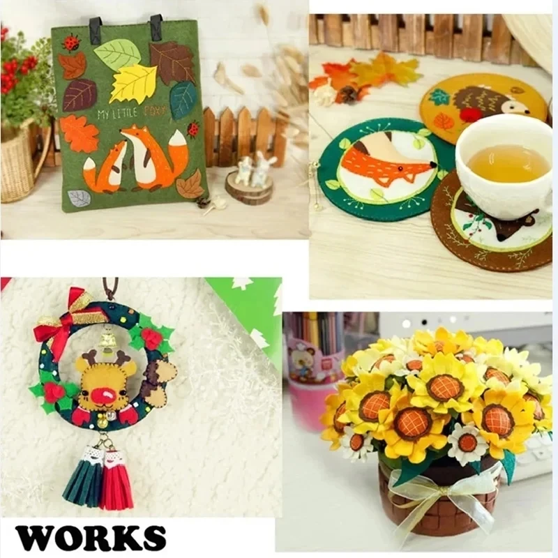 Felt Fabric Sheet 20cm 7.87 inch Squares Nonwoven Fabric Polyester Cloth Needlework Sewing Patchwork Quilting Material 40PCS
