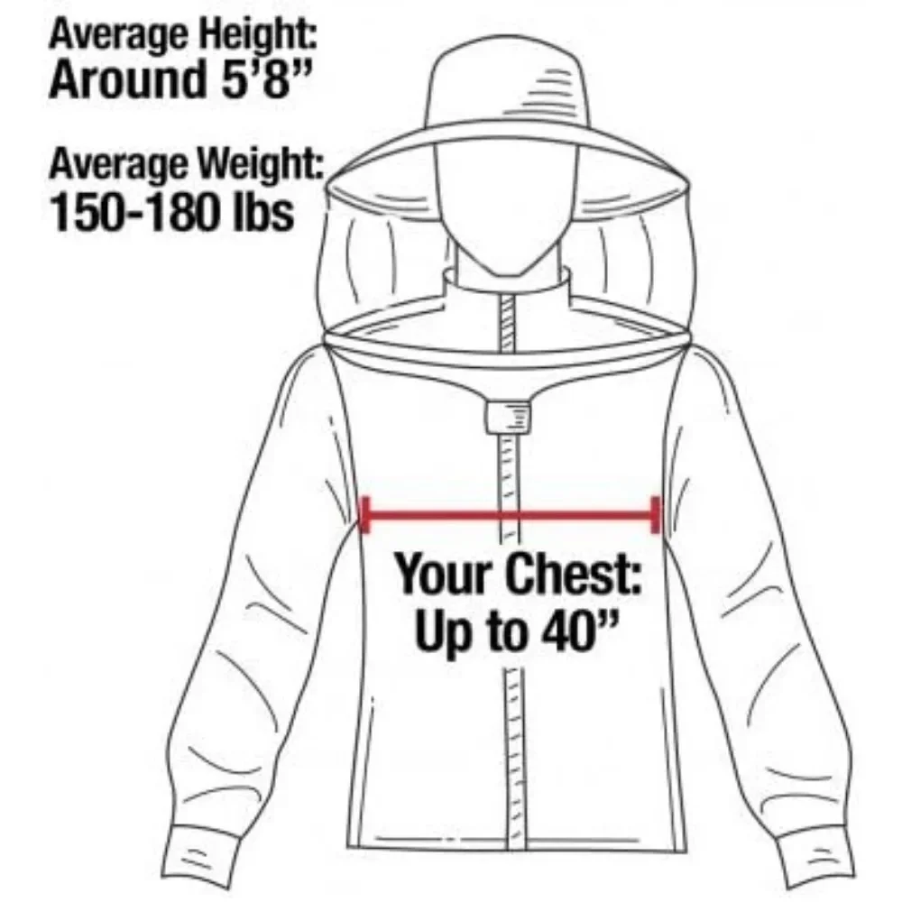Protective Gear Premium Breathable Cotton Jacket with Round Veil, Professional Beekeeper Jacket Brass Zippes Protective Clothing