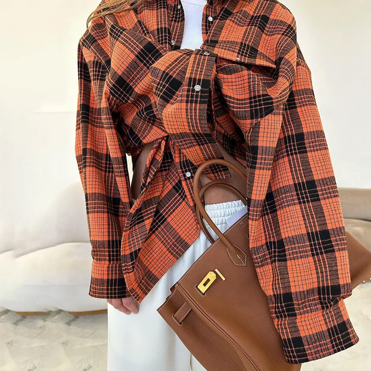 Casual Vintage For Women Shirts Outwear Lapel Fashion Loose Patchwork Streetwear Long Sleeve Striped Female Cardigan Coat