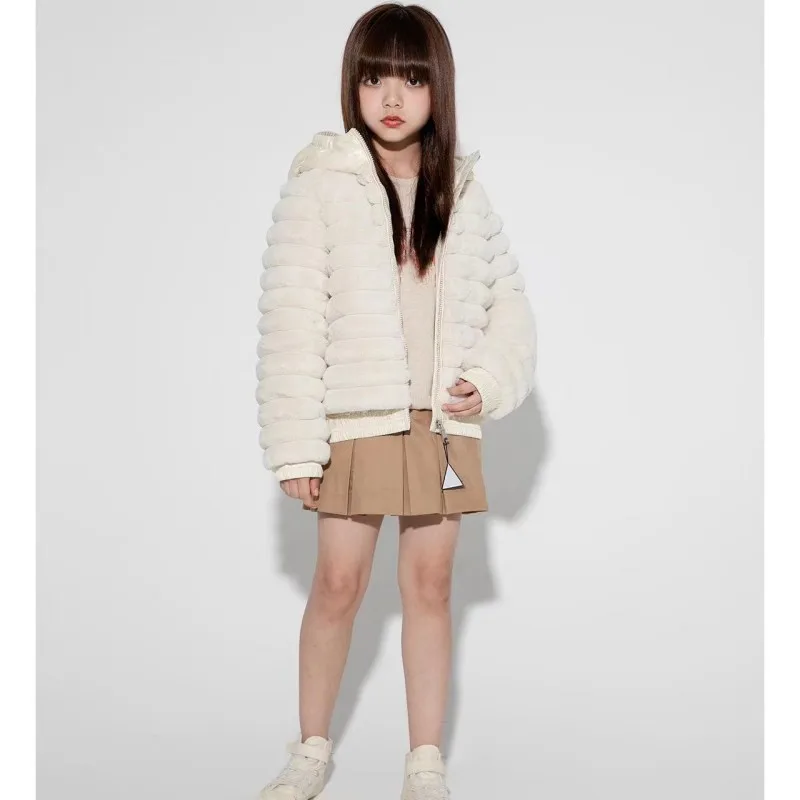 

Autumn and winter Girl hooded Down jacket Y2K Casual jacket Cute Plush jacket warm comfort fashion Children movement female coat
