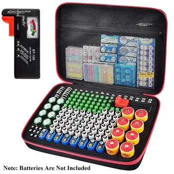 Borsa Organizer Porta Batterie con Tester BT-168 Contiene 225 batterie AA AAA C D, celle da 9V e 3V al litio