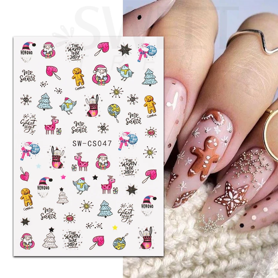 3D Weihnachts-Nagelsticker Set – Wasser-Transfer Aufkleber Mit Winter-Motiven, 2 Bögen, 25,5x16 Cm