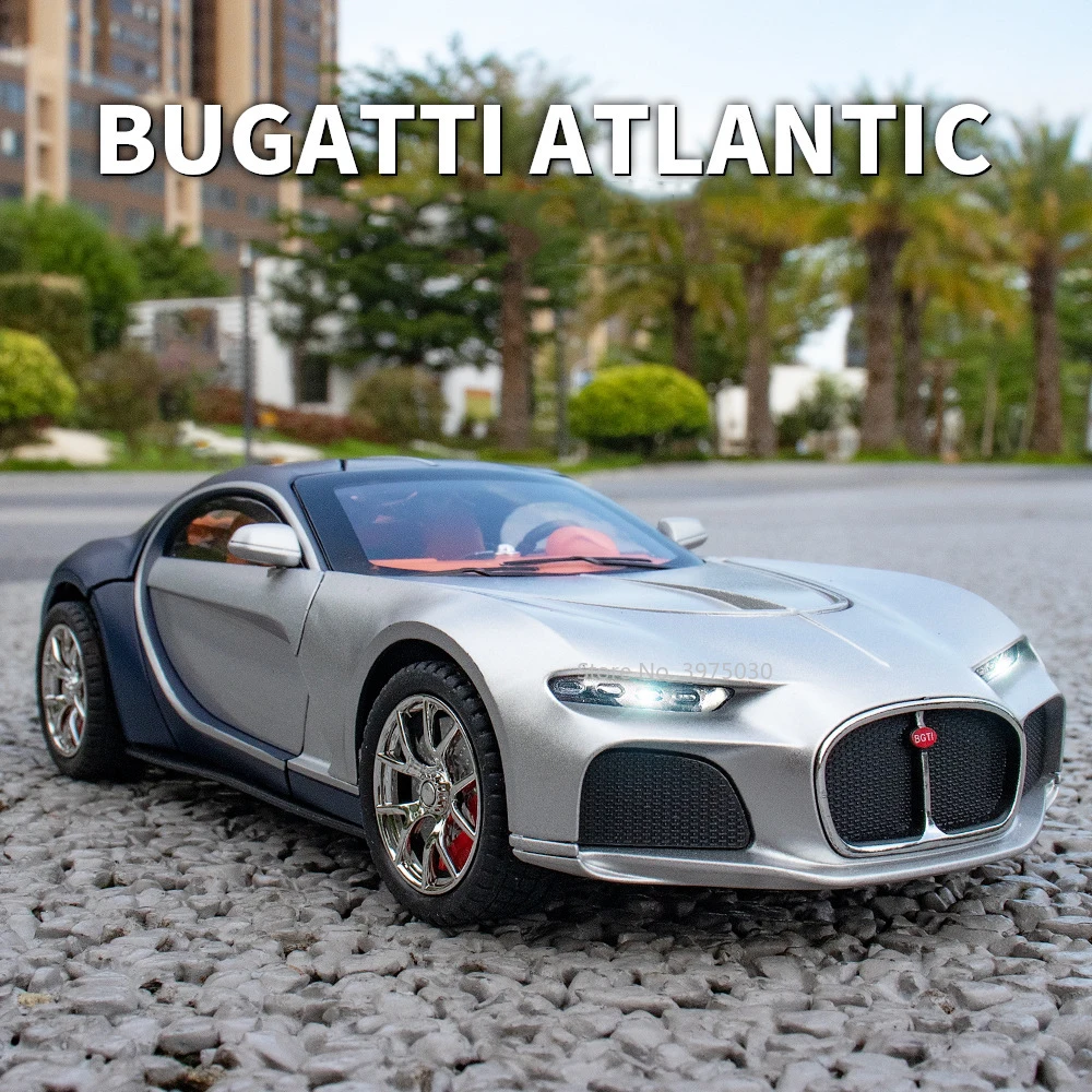 1/24 Lega Modello Di Auto Sportiva Bugatti Atlantic Diecast Toys Veicoli Simulazione In Metallo Sound Light Model Collection Regali Per Bambini
