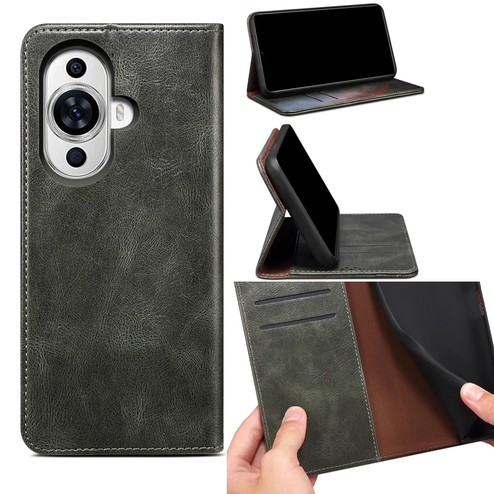 Waxy Leather Wallet Flip Phone Case For Huawei Nova 12 11 Se 10 Nova12 Nova11 Nova10 Pro Ultra Retro Vintage Cover Case