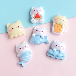 10Pcs New Mini Cute 20*20mm Cartoon Cat Series Flat Back Resin Scrapbooking DIY Jewelry Craft Decoration Accessorie