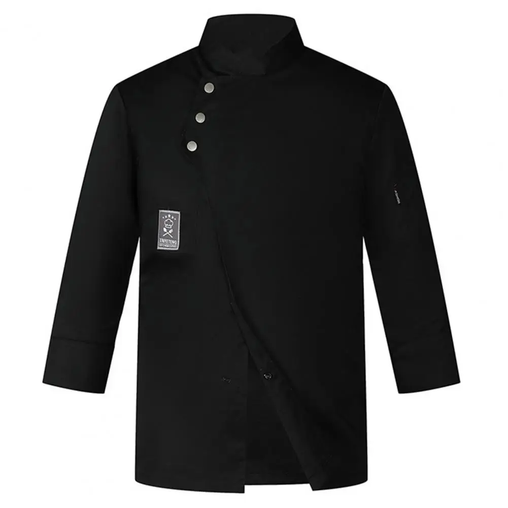Chef Shirt Single-Breasted Long Sleeve Chef Coat Men Women Washable Uniform Restaurant Bakery Food Service Cooking Clothes