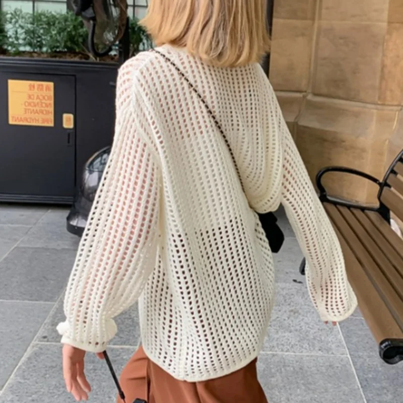 Women Solid Color Long Sleeve Knitted Sweater